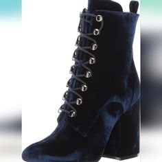 Bridget Ankle Boot With A Plain Almond Toe. Zip Fastening At Side And Front Laces With Metal Eyelets. Heel 10 Cm. Origin: Imported Sole Material: Synthetic Shaft Height: Ankle-High Country Of Origin: China Block Heel Inside Zipper Trendy Blue Mid-calf Boots For Fall, Blue Lace-up Formal Boots, Trendy Blue Mid-calf Boots With Round Toe, Chic Blue High Ankle Heeled Boots, Blue High Heel Boots With Reinforced Heel, Blue High Heeled Boots With Reinforced Heel, Blue Lace-up Boots With Reinforced Heel, Blue High Ankle Heels For Fall, Blue Fitted Ankle Heeled Boots