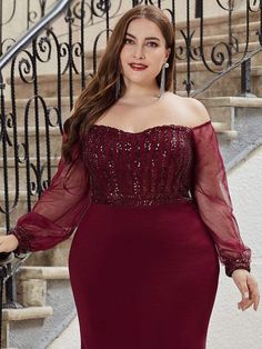 Plus Size Off-Shoulder Long Sleeve Sequin Formal Dresses fall dresses, fall dresses, 1500s dresses, jcpenny dresses #dresseswow #dressesinspiration #dressesforrentandmore, dried orange slices, yule decorations, scandinavian christmas Dresses With Lace Sleeves, Formal Maternity Dress, Plus Size Sequin, Sequin Evening Gowns, Beautiful Evening Dresses, Mermaid Evening Gown, Sequin Formal Dress, Tulle Sleeves, Long Sleeve Dress Formal