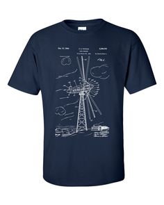 Wind Turbine Patent Blueprint T-Shirt Premium quality cotton T-Shirt. Available in men's or woman's fit shirts. OEKO-TEX Standard 100 water based Ink, breathable and safe. Machine washable. Professionally printed. Renewable Energy, Water Based Ink, Wind Turbine, Cotton T Shirt, Workout Shirts, Cotton Tshirt, Mens T, Premium Quality, T-shirt