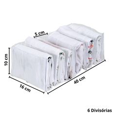 four white bags with zippers on each side and measurements for each bag in different sizes