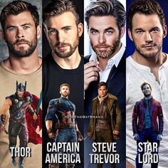 the cast of captain america is shown in this collage with caption for each character