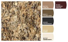 the color scheme for granite is brown, beige and black with different colors on it