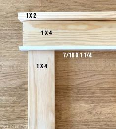 two pieces of wood are shown with measurements for the length and width on each piece