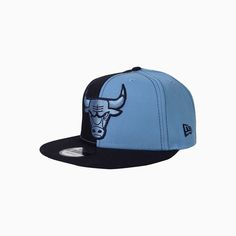 Overview: For greener pastures you need to afford New Era Chicago Bulls NBA 9 Fifty Snapback Hat features sky color Bullâ€™s logo with black outline. The twin panel crown is half sky half navy blue while visor and button are navy blue. You definitely have a need for this lovely and open-hearted headgear for your fan following of NBA. Features: Color:Â Navy Sky Blue Style: 70643146 Note: ProductÂ Color MayÂ SlightlyÂ Vary DueÂ to PhotographicÂ LightingÂ Sources or Your Monitor Settings Blue Baseball Cap With Logo Patch, Blue Baseball Cap With Logo Patch And Flat Brim, Blue Fitted Hat With Logo Patch And Flat Bill, Blue Flat Brim Baseball Cap With Logo Patch, Blue Flat Bill Fitted Hat With Logo Patch, Blue Streetwear Hat With Logo Patch, Blue Hat With Logo Patch For Streetwear, Blue Sports Fitted Hat With Logo Patch, Blue Snapback Hat With Logo For Baseball Season