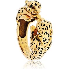 Revel in the craftsmanship that bridges eras with Cartier’s 18K Yellow Gold Double Panthère Ring. An emblem of wild grace, this iconic piece captures the fierce beauty of the panther, a symbol of stealth, power, and elegance. From the moment your gaze locks on the exquisite black enamel spots, meticulously placed on each panther head, the ring draws you into a world where nature and luxury collide. The feline motifs, with their two brilliant green emerald eyes, shine with a mysterious allure, as Luxury Cartier Yellow Gold Rings, Body Wrapping, Ring With Emerald, Emerald Eyes, Yellow Rings, Yellow Jewelry, Jewelry Appraisal, Ring Pendant Necklace, Womens Wedding Bands