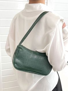 Bag For Love - Crocodile Embossed Baguette Bag - Women Shoulder Bags Product Description Color Dark Green Pattern Type Crocodile Style Fashionable Bag Size Small Quantity 1 piece Type Baguette Bag Coating 100% Polyurethane Composition 100% Polyurethane Material PU Leather Size Chart INCH CM Size Bag Width Bag Height Bag Length one-size 2.8 5.5 9.8 Size Bag Width Bag Height Bag Length one-size 7 14 25 Similar Products h2 { text-align: center; } .red-box { width: 100%; display: flex; flex-directio Trendy Crocodile Pattern Baguette Bag For Everyday, Dark Green Pattern, Baguette Bag, Green Pattern, Olivia Mark, For Love, Shoulder Bag Women, Bags Women, Gym Bag