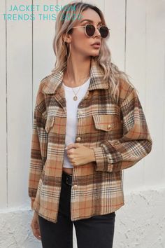 Jacket Design Trends This 2020 Summer Suit Women, Woolen Coat Woman, Button Down Jacket, Cardigan Casual, Denim Skirt Women, Denim Patterns, Winter Cardigan, Trouser Style, Woolen Coat