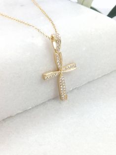 Cross Christian, Gold Cross Pendant, Swarovski Stones, Christian Cross, Stone Gold, Sterling Silver Bangles, Gold Cross, Beautiful Gift Boxes, Gold Gold