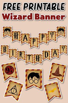 harry potter birthday banner with free printables for the wizard's name on it