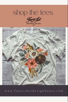 Floral tee, flower shirt, floral tshirt Tri-blend Graphic Tee For Fall, Soft-washed Tri-blend Fall T-shirt, Fall Soft-washed Tri-blend T-shirt, Beige Relaxed Fit T-shirt For Fall, Relaxed Fit Beige T-shirt For Fall, Heather Peach Graphic Print Crew Neck T-shirt, Heather Peach Relaxed Fit Cotton T-shirt, Beige Graphic Print T-shirt For Fall, Floral Graphic Tee