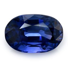 an oval shaped blue sapphire gems on a white background with clippings to the side