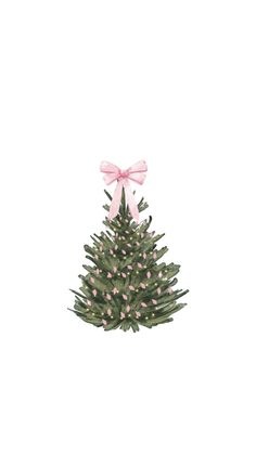 a small christmas tree with pink bows on it