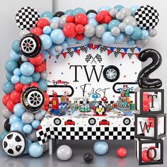 PRICES MAY VARY. COOL RACE CAR PARTY DECORATIONS KIT: Our two fast birthday decorations set includes 115 latex balloons (5"+10"+12", 5 colors), a two fast backdrop and a race car table cloth, 3 baby boxes with 3 letters, 2nd birthday crown, 1 racing foil balloon set with 2 checkered balls, 2 red tires, 1 gold tire, 2 wheels, 1 number "2", plus 3 tools. Have a race car themed birthday party for your boys UNIQUE DESIGN IN COZY COLOR: We adjusted the color scheme many times and designed 5 colors. B Birthday Party Ideas For 2 Year Boy, 2 Fast Birthday Theme, Car Theme Decoration Ideas, Two Fast Birthday Decor, 2 Year Birthday Theme Boy, Two Year Old Birthday Party Boy, Two Fast Birthday Party Boy, 2 Fast Birthday Party, 2nd Birthday Theme Ideas