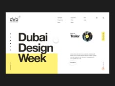 an image of a web page with the words dubai design week written in black and yellow