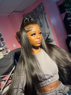 Half Up Half Down Straight Hair, Lace Wigs Styles, Teenage Hairstyles, Frontal Wig Hairstyles, Curly Weave Hairstyles, Birthday Hairstyles