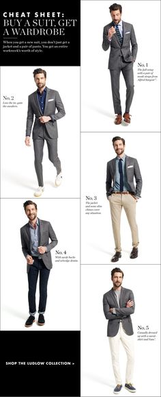 STYLE TIP: Remember you can break up your suit and gain an entire wardrobe. ---> Suits And Ties, Mens Wardrobe Essentials, Style Gentleman, Don Pedro, Herren Style, Grey Suit, Sharp Dressed Man, Dark Jeans, Men's Suits