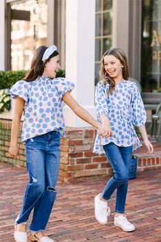 We can't let you go before you take a look at these blouses! That polka dot print is just so cute and classy! It's also versatile! Your girl can wear these tops to school or dinner with the family, summer or spring! The options are endless! Family Summer, Let You Go, Mint Julep Boutique, Cute Boutiques, Girls Boutique, Boutique Tops, Your Girl, Women Outfits, Polka Dot Print