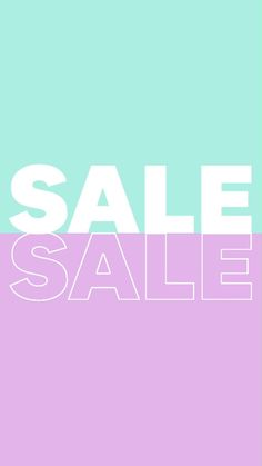 a pink and blue poster with the words sale written in white on it's side