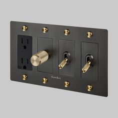 an electrical outlet with two different types of switches and knobs on the side of it