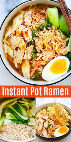 instant pot ramen with chicken, noodles and vegetables