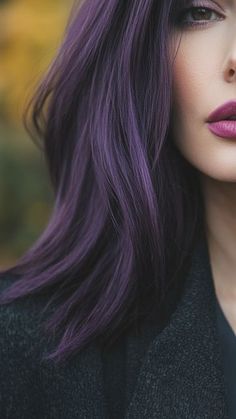 Dark Violet Hair Color, Smoky Purple Hair, Midnight Purple Hair, Violet Black Hair, Eggplant Colored Hair, Dark Violet Hair, Nails Violet, Black Cherry Hair, Violet Hair Colors