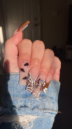 Fall Nail Ideas, October Nails, Her Nails, Fall Acrylic Nails, Classy Acrylic Nails, Long Acrylic Nails Coffin