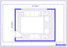 the floor plan for an apartment with two beds and one living room, which is divided into