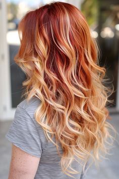 Red Dyed Hair With Blonde Highlights, Blonde Hair With Orange, Red Blond Hairstyles, Cute Red And Blonde Hair, Curly Red Hair With Blonde Highlights, Blonde With Natural Red Highlights, Red Ans Blonde Hair Color, Redhead With Blonde Highlights, Golden Blonde With Red Highlights