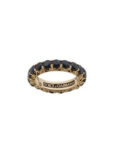 Shop Dolce & Gabbana 18kt yellow gold Sicily sapphire ring with Express Delivery - FARFETCH Dolce And Gabbana Jewelry, Art Deco Inspired Jewelry, Dolce Gabbana Jewelry, Womens Silver Jewelry, Preppy Jewelry, Expensive Jewelry Luxury, Golden Jewelry, Black Sapphire, Dope Jewelry