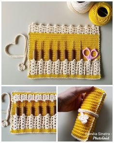 the crochet project is made with yarn and scissors