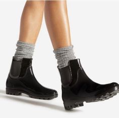 Black Chelsea Boot For That Wet Weather | eBay Cold Weather Boots Women, Wedge Winter Boots, White Knee High Boots, Red Rain Boots, Black Flat Boots, Fuzzy Boots, All Weather Boots, Quilted Boots, Ankle Rain Boots