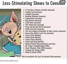 an image of a cartoon character with the words less - simulating shows to consider