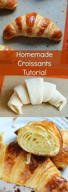 homemade croissants on a baking sheet with text overlay