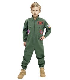 PRICES MAY VARY. Pilot costume for kids include Jumpsuit. There are 3 sizes cover full range of the kids who love the flight costume.Boys-S(Height:43-49Inch)Boys-M(Height:49-55Inch)Boys-L(Height:55-59Inch) Maverick flight jumpsuit great for Halloween,Role Play,Air Force Style Party etc. Washing instruction for the flight suit:Machine wash friendly.But hand wash is best way. It can be free return and exchangeif you not satisfied with kids flight costume. Sinkawa Jackets is the professional suppli Costume Air Force, Fighter Pilot Costume, Kids Dinosaur Costume, Toddler Boy Costumes, Pilot Costume, Kids Costumes Boys, Flight Suit, Dinosaur Costume