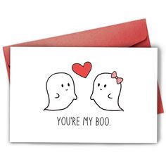 a card with two ghost faces and the words you're my boo on it