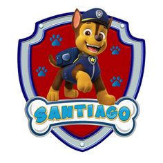 the paw patrol logo for sanitago, with an image of a dog in uniform