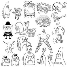 Cartoon Tattoo Ideas Sketches, Spooky Cartoon Tattoos, Flash Art Tattoo Simple Cute, Tattoo Stencils Cartoon, Funny Cartoon Tattoo Ideas, Mini Filler Tattoo, Cartoon Character Tattoo Design, Easy Patterns To Draw Doodles, Funny Cartoon Tattoos