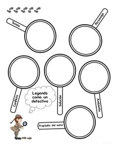 the magnifying glass worksheet is shown in black and white with an image of