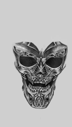 a drawing of a skull wearing a mask