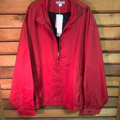 Cbweather Tek Red Long Sleeve Jacket Two Pockets And Zipper New With Tags Red Weatherproof Long Sleeve Outerwear, Red Windbreaker For Spring Outdoors, Red Spring Windbreaker For Outdoor, Red Weatherproof Outerwear For Fall, Casual Red Outerwear For Outdoor, Red Weatherproof Outerwear For Outdoor Activities, Red Windbreaker For Spring Outdoor Activities, Red Windbreaker For Outdoor Activities In Spring, Red Long Sleeve Sport Coat For Outdoor