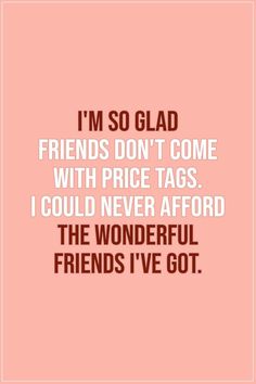 the words i'm so glad friends don't come with price tags i could never