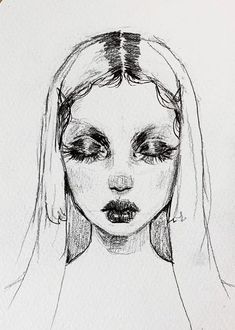 a drawing of a woman's face with her eyes closed