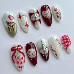 Greetings and welcome to my store. Hope you find a style you like. I only work with high-quality materials to create sturdy & long-lasting luxury press on nails that you can trust on. My nails will last for: 1- 2 days using adhesive tab (provided with the nail set) 2- 3 weeks using nail glue. You can reuse all of the nails multiple times if you take  💮 𝐒𝐢𝐳𝐞: Please follow the instruction size measurement. You can customize all the size you want ,please send your size or style all you want , Flower Almond Nails, Gift Nails, Nails Bow, Press On Nails Almond, Nails Flower, Thanksgiving Nail Designs, Really Cute Nails, Party Nails, Tip Nails