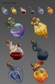 the different types of perfume bottles are shown