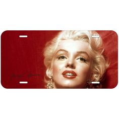 marilyn monroe license plate with red background