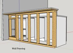 the wall framing is shown with measurements for each section