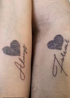 two people with matching tattoos on their arms