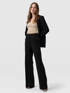 Cambridge Tailored Wide Leg Pant - Black Shopping Wishlist, Womens Black Pants, Winter 23, Trouser Style, Stretch Crepe, Wide Leg Pant, Pant Style, Tailored Pants, Crepe Fabric