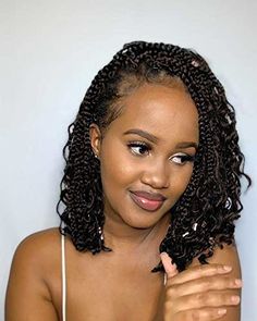 Goddess Box Braids Crochet Hair, Boho Braided Hairstyles, Box Braids Bob, Box Braids Crochet, Goddess Box Braids, Box Braid Hair, Crochet Box Braids, Crochet Hair Extensions, Bob Braids