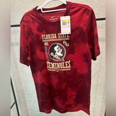 New With Tags Nike University Red Crew Neck T-shirt, Nike Collegiate Red Tops, Nike Red Collegiate Top, Air Jordans Women, University Tshirt, Usa Tee, Florida State University, Nike Red, Running Shirts